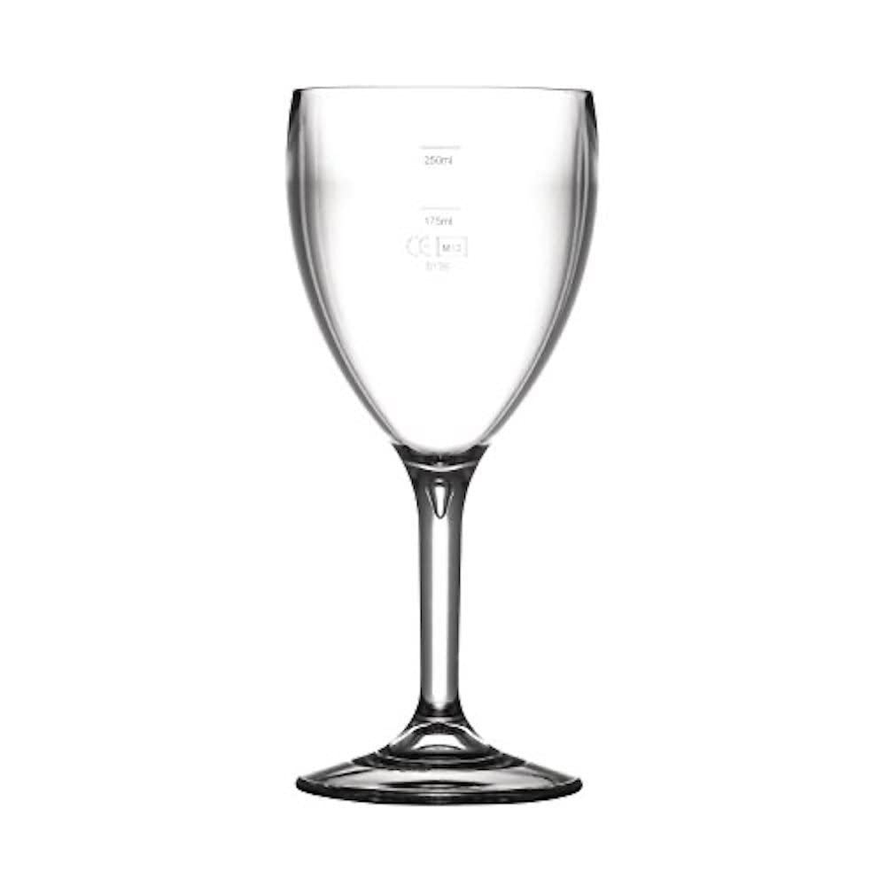 4 Plastic Wine Glasses Reusable Rigid Polycarbonate 11oz Lined 175ml 250ml