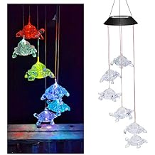 Wind Chimes Chandelier, Solar Turtles Hanging Lamp ,Wind Chime Pendant Light IP44 Waterproof Mixcolor Slow Flashing