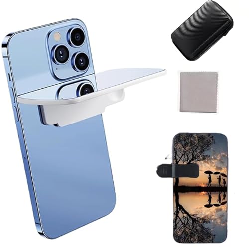 Smartphone Camera Mirror Reflection Clip Kit, 2025 New 2-in-1 Smartphone Selfie Reflector, Adjustable Mobile Phone Reflection Camera Mirror Clip for All Phones (White,1PCS)