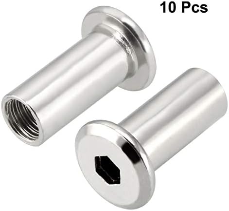 sourcing map M8x20mm Hex Socket Head Insert Nut Screw Post Sleeve Nut for Furniture 10pcs