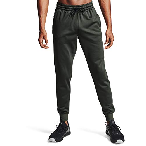 Under Armour Men's Armour Fleece Jogger Lightweight and Breathable Running Trousers for Men Made of Fleece, Comfortable Sports Trousers with Loose Fit, Baroque Green (310)/Black, 3XL Long