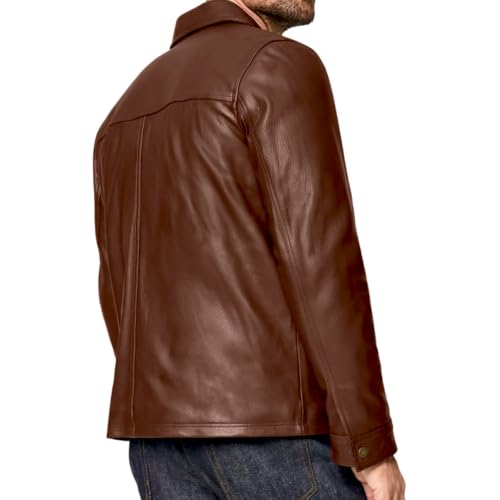 Image of Isaac & David Chicago Men's New Black /Brown Lambskin Leather Classic Open Bottom Jacket Motorcycle Vintage Racing Jacket