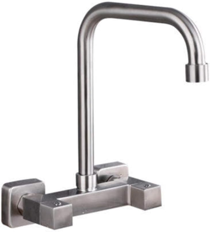 Grifo de cocina de pared de acero inoxidable ideal para fregaderos compartidos