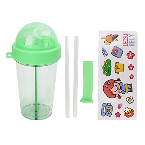 lvifloae Dual Use Straw Bottle,Shaker Bottle, Dual Drink Straw Bottle Water Cup Leakproof Portable with Sticker for Outdoor Camping Sports Jogging Blue Green (Green)