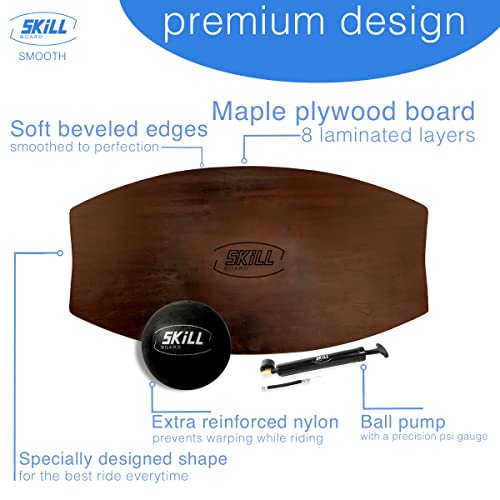 The Skill Board - Wooden Balance Board For Adults - Smooth Wobble Board For All Sports, Gym, Standing Desk, Or Yard Games - Balance Trainer With Fitness Ball, Ball Pump #TOP5