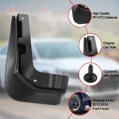 BDFHYK Mud Flaps Splash Guards 4PCS Front & Rear Side Mud Guards Compatible with Ford Focus 2012-2016 Without OEM Fender Flares by BDFHYK - Image 5
