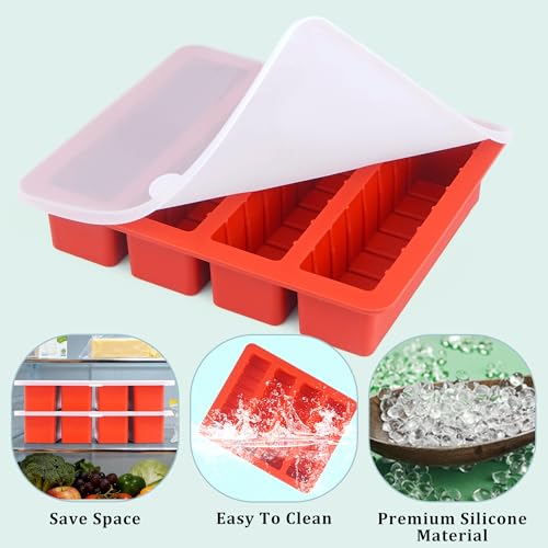 Wilewir 2Pcs Silicone Butter Tray with Lid, Non-Stick Silicone Butter Mold with Lids for Making Butter, Standard Butter Mold Size for Homemade Butter (Standard with Scale Markings(Lid)) by Wilewir - Used condition - Image 3