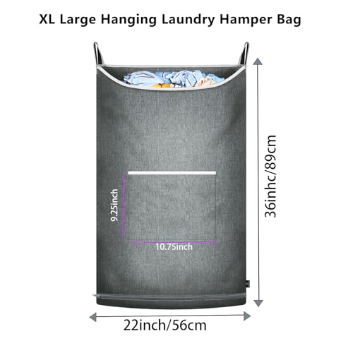 XL Hanging Laundry Hamper,Over the Door Hamper Bag for Bathroom,Dorm, Home. by KINGSUSLAY - Used condition - Image 2