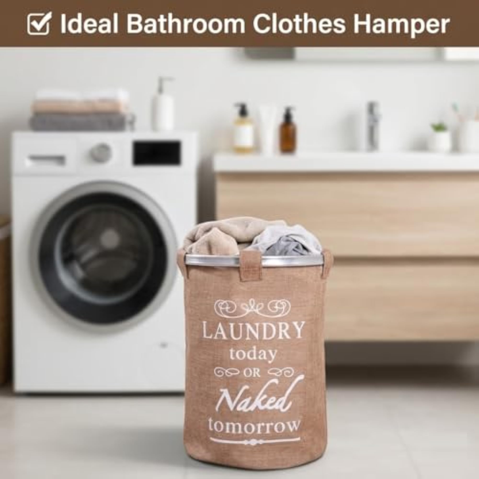 Premium 55L Collapsible Fabric Laundry Basket with Aluminum Frame