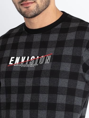 Image of Mens Checkered Round Neck Sweatshirt