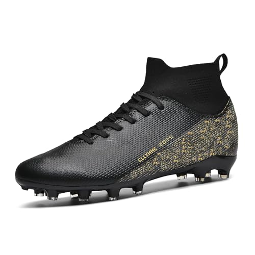 CLLYHHC Men's Soccer Shoes Football Cleats Training Athletic Shoe for AG/FG Outdoor/Indoor Women Professional Sneaker Black EU 37
