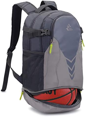 Bseash 35L Basketball Backpack with Bottom Ball Compartment, Sports Equipment Gym Bag for Youth Boys Girls Basketball Soccer