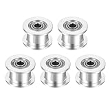 QUARKZMAN 2GT Riemenscheibe Zahnlos 3mm Bohrung Aluminium Zahnriemenscheibe für 6mm Breite Zahnriemen für 3D-Drucker, CNC, Umlenkrolle Pulley-5 Stück Silber