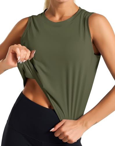Dragon Fit Womens Sleeveless Workout Tank Tops Cropped Running Yoga Shirts