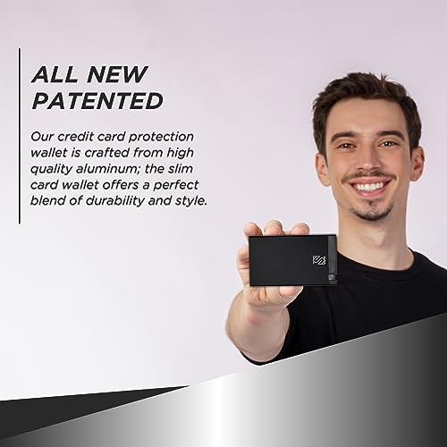 Card Slider Minimalist Wallet - Slim Minimalist Wallet Credit Card Holder for Men & Women - Lightweight Aluminum Business Card Case - Push Button Wallet RFID Blocking (Black)4