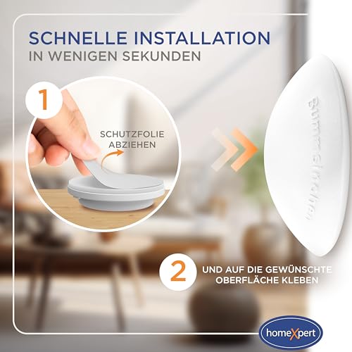 Bummsinchen Türstopper Wand weiß selbstklebend [4 Stück] - Ø 40 mm - kleiner Wandpuffer für Wandschutz - Türpuffer Wand für Türanschlag, Türgriffschutz, Türklinken Stopper