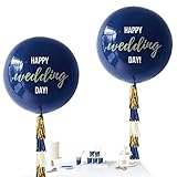 🎈GUIRNALDA DE BORLAS AZUL MARINO Y DORADO - Crea colas de borlas de globo azul marino con este increíble juego de guirnaldas de borlas DIY. Las instrucciones están incluidas y las borlas de papel tisú tardan unos minutos en completarse, pero hacen fotos o fondos que valen la pena.