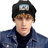 Winter Fashion Desert Cute Camel Print Knit Hats - Soft Breathable Black Beanie Unisex Versatile Accessories, Schwarz , Einheitsgröße