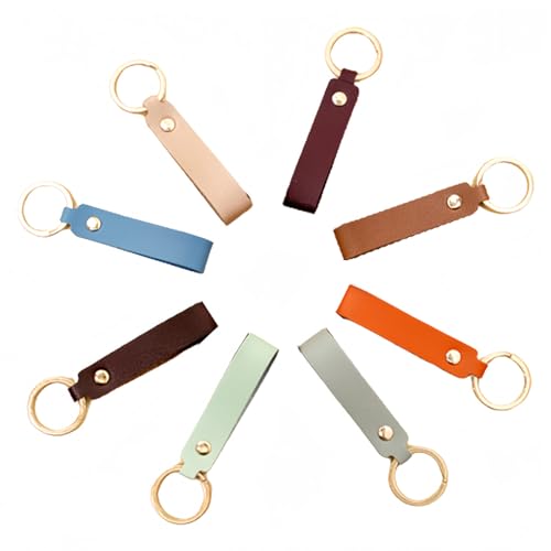 LYQNIHOB Llaveros de cuero deportivos con agarre, cuerda de cuero y portátiles, 8 piezas para llaves de autos, motos y bicis, Para toda la familia, Color aleatorio, Ideal para hombres y mujeres,