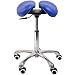Produktbild Sattelhocker Leni höhenverstellbar mit geteilter Sitzfläche Perfekt als Sattelstuhl Drehhocker Kosmetikhocker und Praxishocker in Top Profi Qualität (Blau)