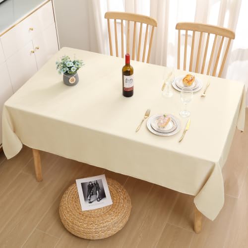 Smiry Leinenoptik Tischdecke Eckig 140 x 100 cm Beige – Ansicht 2