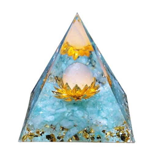 Mlysnd Pirâmide orgânica, ergonómica, pirâmide de vidro de resina pirâmide de vidro com incrustações de flor de cappuccino para decoração de mesa de casa (Estilo 2)