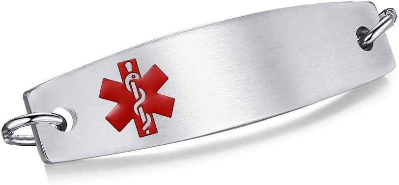 LinnaLove Classic Stainless steel Interchangeable medical id Tag for bracelet-Pre Engraving NO BP/IV/NEEDLES THIS ARM