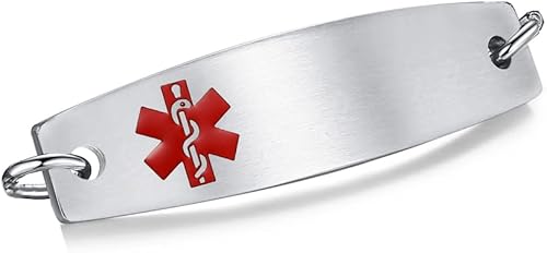 LinnaLove Etiqueta de identificación de alerta médica para pulsera médica de cadena intercambiable, pregrabado anticoagulantediabetes... y