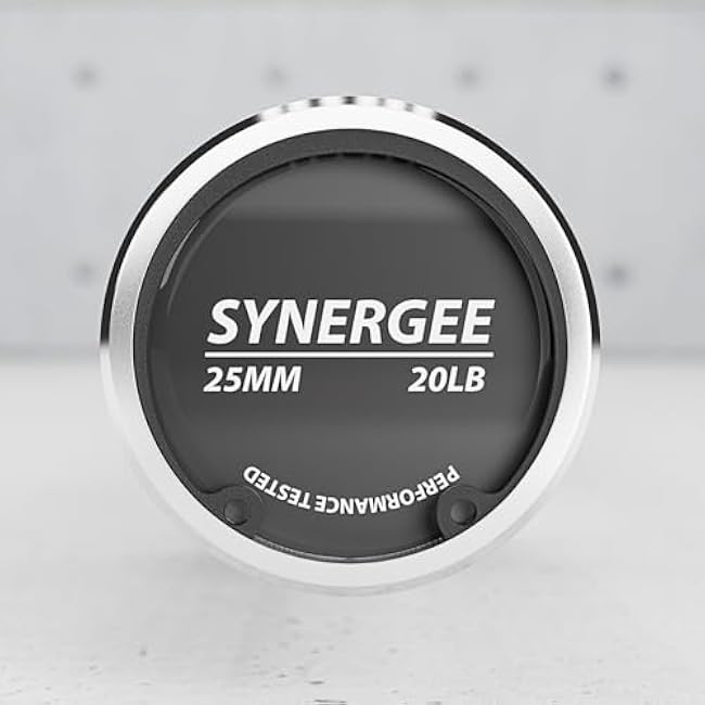Synergee Olympic Barbell ¨C 4ft & 4.8ft, 2¡± Weight Bar for Strength Training, Squats, Deadlifts, Bench Press, Curls & Overhead Press ¨C 350lb Capacity with Magnetic Barbell Collars and Weight Plates.
