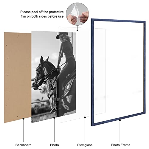 Snzimtty Picture Frame 24X36 (1Pack),24X36 Frame Display For Wall Décor With Plexiglass,Hanging Vertically Or Horizontally Poster Frame,Rustic Wood Navy Blue #TOP1