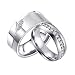 AmDxD Porte Alliance Argent, Acier Inoxydable Porte Alliance Blanche Zircon Zircon Rond Taille W69 & M64