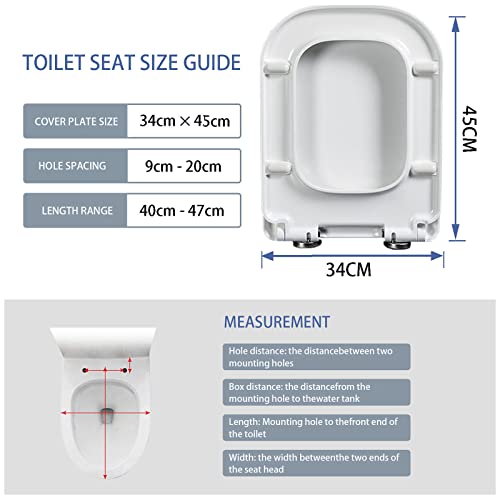 Couvercle de toilette à dégagement rapide et abattant carré blanc soft close - 3