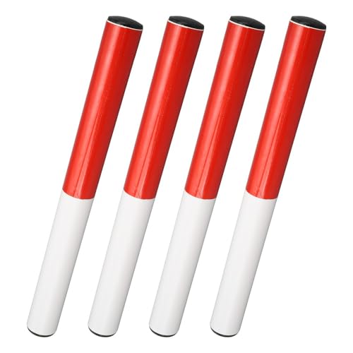MOPFOL 4 Pcs PVC Relay Batons Red and White – Track and Field Batons for Sports Training, Non-Slip Grip and Durable Design for Outdoor and Indoor Use