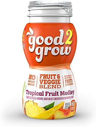 good2grow Tropical Fruit Medley Juice 24-pack of 6-Ounce BPA-Free Juice Bottles, Non-GMO with Full Serving of Fruits and Vegetables. SPILL PROOF TOPS NOT INCLUDED