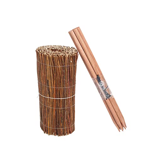 BOGATECO Weidenmatte Beeteinfassung | Länge 300cm Weidezaun | Weide Rasenkante Weidenzaun 3m | Rollboarder Beetbegrenzung Weiden | 7X angespitzte Holzpfähle aus Buche | 40 cm Höhe, 2 Größen verfügbar
