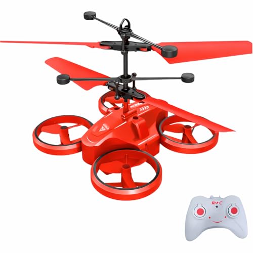 Image of Hand Sensor Drone for Kids Red | Gesture Control Flying Helicopter Toy with LED Lights | Rechargeable Indoor Flying Toy | Automatic Hover Safe Drone | Birthday Gift for Boys Girls