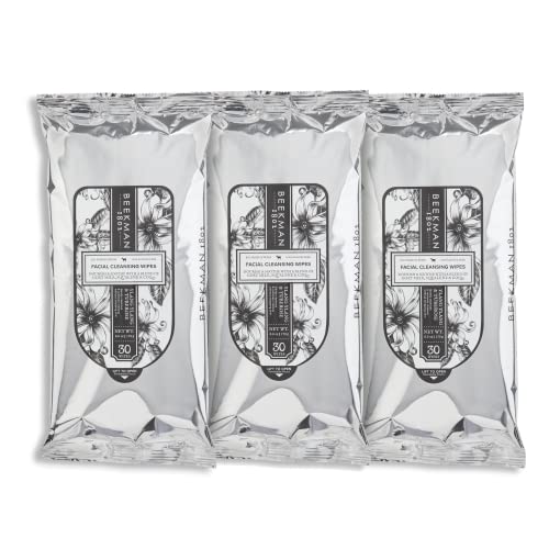 Beekman 1802 Face Wipes, Ylang Ylang & Tuberose - 30 Count, Pack Of 3 - With Goat Milk, Aloe, Vitamin E & Coq10 - Alcohol Free, Biodegradable & Cruelty Free - 90 Total Wipes #TOP7