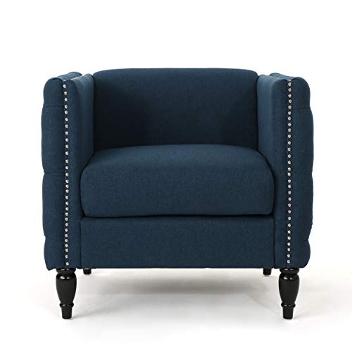 Christopher Knight Home Alira Modern Tufted Fabric Arm Chair, Navy Blue / Dark B Christopher Knight Home Alira Modern Tufted Fabric Arm Chair, Navy Blue / Dark B
