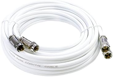 MAST DIGITAL YCAB03K1 Smedz 5 m Twin Satellite Shotgun Coax Cable Extension Kit with Premium Fitted Compression F Connectors for Sky Q, Sky HD, Sky+ and Freesat - White