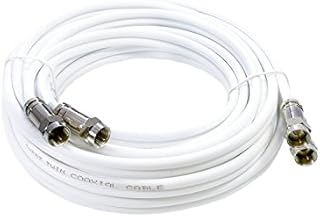 MAST DIGITAL YCAB03N Smedz 2 m Twin Satellite Shotgun Coax Cable Extension Kit with Premium Fitted Compression F Connectors for Sky Q, Sky HD, Sky+ and Freesat - White