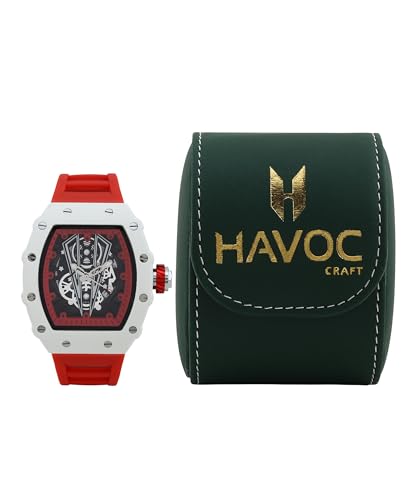 Image of Havoc Craft Men's Luxury Sports Watch 30M Waterproof Tonneau Chronograph | Analog Quartz Wristwatch with Time & Day Function | Premium Square Dial, Shock-Resistant & Anti-Magnetic Silicone Strap