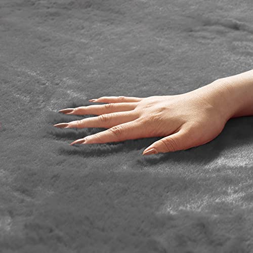 Image of FH Group Universal Fit Full Set Doe16 Faux Rabbit Fur Automotive Floor Mats fits most Cars, SUVs, Trucks and Vans Gray