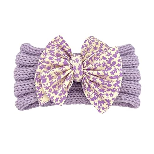 Briskorry Baby flicka turban hårband elastisk nyfödd mössa supermjuk pannband pannband med rosett för barn småbarn (C-D, fri storlek)