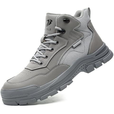 ORISTACO Waterproof Steel Toe Work Safety Boots Lightweight Breathable Slip Resistant Construction Sneakers, 831 Grey 44 Cover