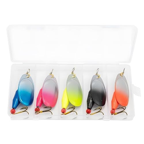 FACAIIO 5pcs Zinc Alloy Fishing Spoon Lures with 360 Degree Rotating