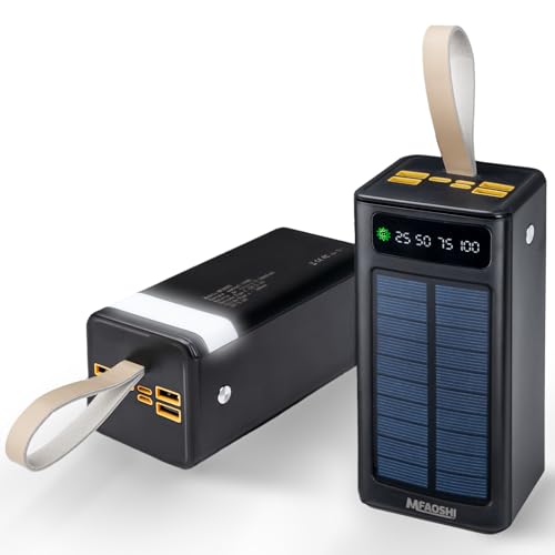 MFAOSHI Solar Power Bank 50000mah 22.5W USB C Laptop Portable Charger with 3 Outputs and 4 Inputs, LED Flashlight, Mobile Power Fast Charging Battery Pack Compatible with Samsung, iPad, MacBook