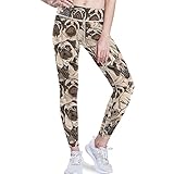 visesunny High Waist Yoga Pants with Pockets Pug Portrait Dog Animal Buttery Soft Tummy Control Running Workout Pants 4 Way Stretch Pocket Leggings
