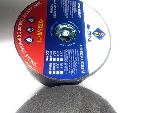 SIGNI Pedra de moagem de carboneto de silicone de 10 cm com mandril 5/8 para moagem de alvenaria (gr