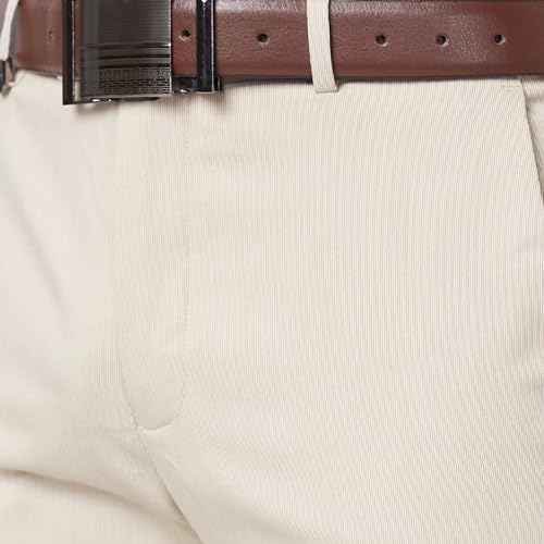 Image of Park Avenue Men's Mid Rise Neo Fit Polyester Blend Stripe Pattern Flat Front Formal Regular Fit Trouser