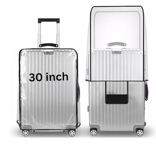 Tusmad Cover for Hard Luggage Trolley Bags Transparent Protective Covers PVC Fabric Waterproof Clear Suitcase Cover Protectors Travel Dustproof Luggage Sleeve (30 INCH)